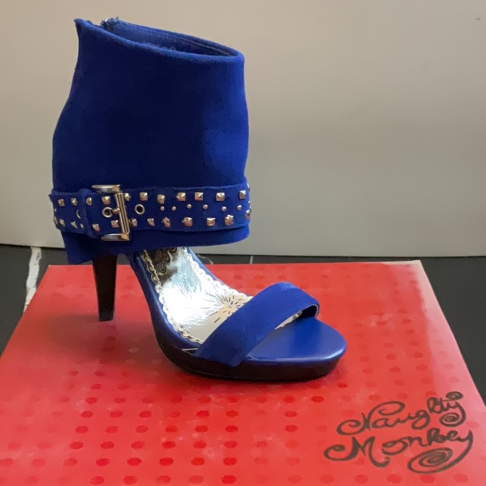 Naughty Monkey Blue Stiletto Heels with Rhinestone Embellishments